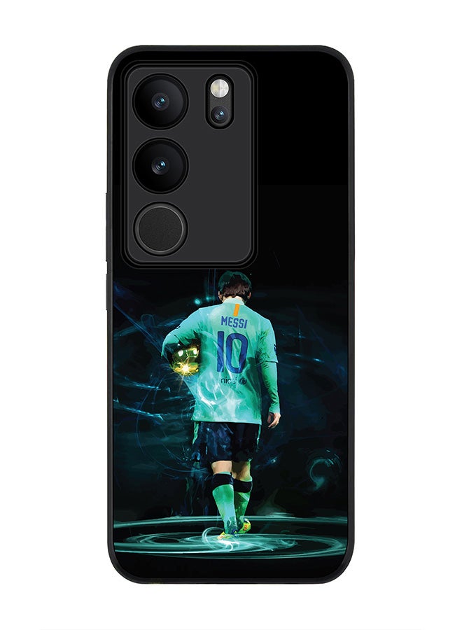 Stylizedd Rugged Black Edge case for Vivo V29 / Vivo V29 Pro / Vivo S17, Slim fit Soft Case Flexible Rubber Edges Anti Drop TPU Gel Thin Cover - Golden Messi - Image 1