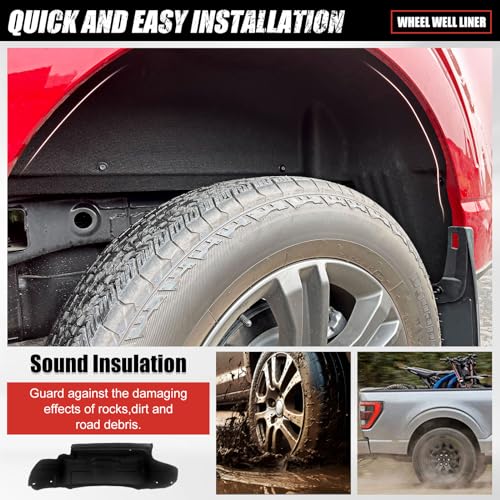 Utiiy Fit for 2021-2024 F150 Wheel Well Liner Rear Wheel Well Guards mud Flaps for 2024 Ford F150 Accessories (Not fit Raptor) - Image 3