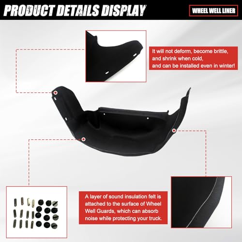 Utiiy Fit for 2021-2024 F150 Wheel Well Liner Rear Wheel Well Guards mud Flaps for 2024 Ford F150 Accessories (Not fit Raptor) - Image 5