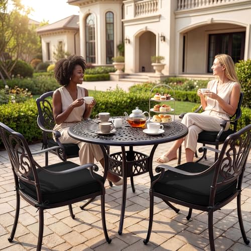 Summsun Outdoor Chair Cushions Set of 4 Waterproof Fade Resistant Patio Furniture Cushions 17 x 16 x 2 Inch Non Slip Round Corner Seat Cushion Pads with Removable Cover for Garden Yard Lawn Black - Image 3