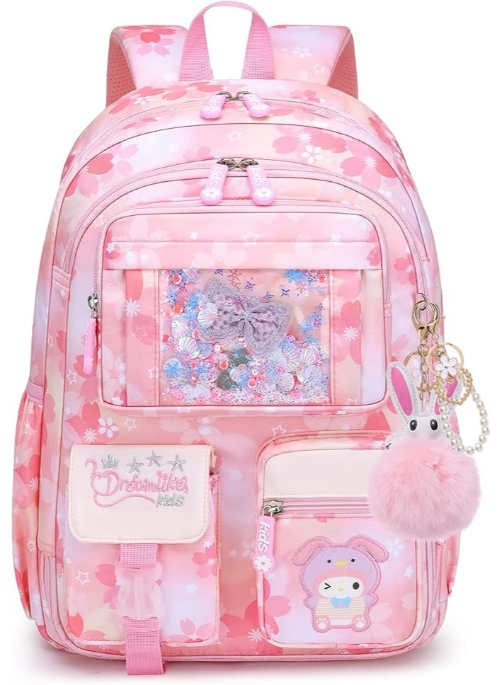 Girls Backpack,Cute Kids Bookbag,Lightweight Teen School Bag with Large Capacity for Elementary School Students - Image 1