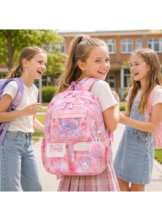 Girls Backpack,Cute Kids Bookbag,Lightweight Teen School Bag with Large Capacity for Elementary School Students - Image 2
