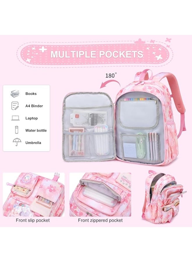 Girls Backpack,Cute Kids Bookbag,Lightweight Teen School Bag with Large Capacity for Elementary School Students - Image 3