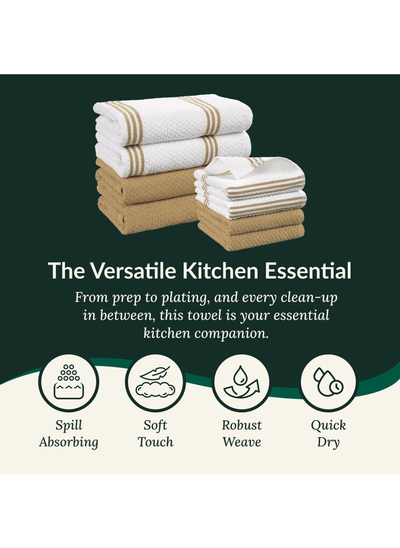Cloud Scape Linen Terry Kitchen Towel and Dish Cloth Set-Pack of 8,Super Absorbent, Quick Drying Hand Towels, Beige  - Image 3