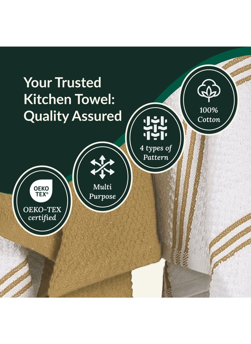 Cloud Scape Linen Terry Kitchen Towel and Dish Cloth Set-Pack of 8,Super Absorbent, Quick Drying Hand Towels, Beige  - Image 4