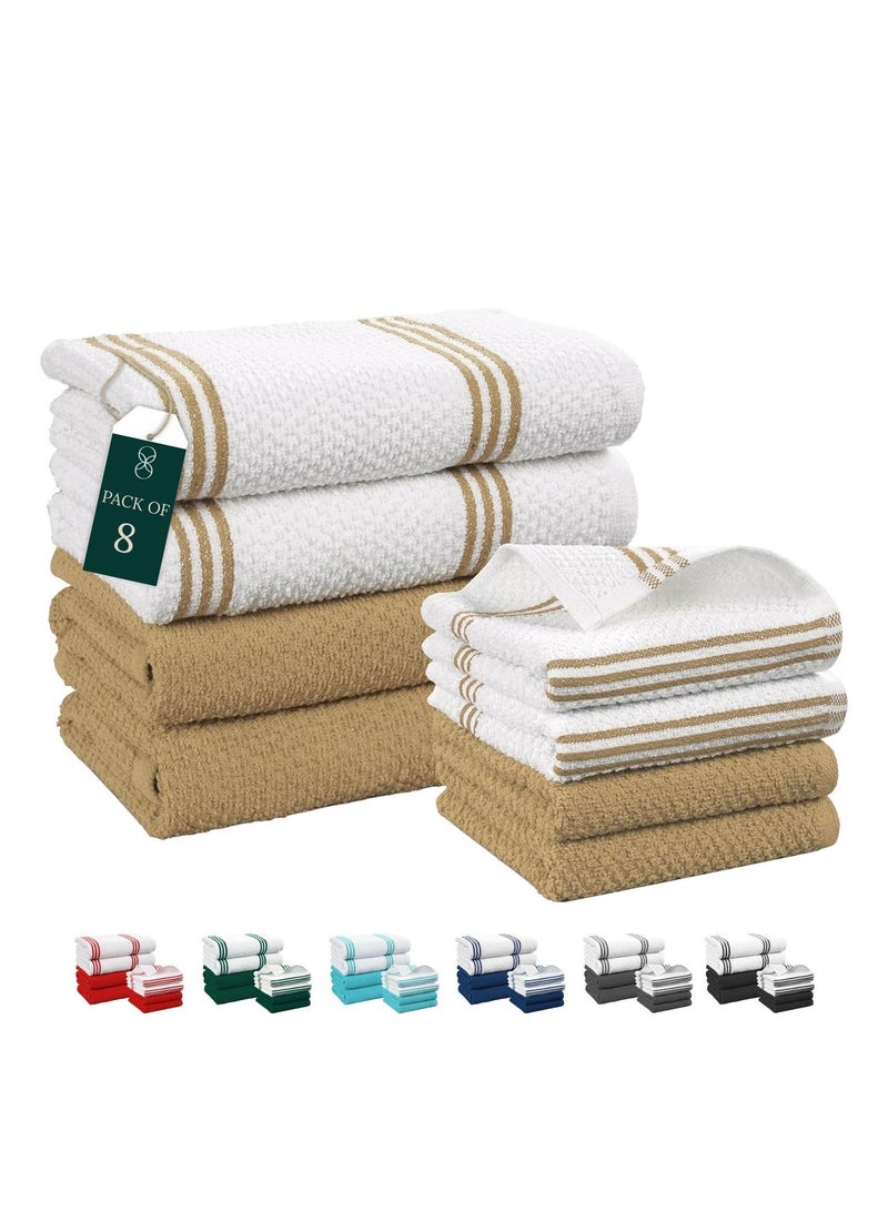 كلاود سكيب لينين طقم مناشف مطبخ وأطباق من قماش تيري - عبوة من 8 قطع، فائقة الامتصاص، سريعة الجفاف، بيج - Image 2