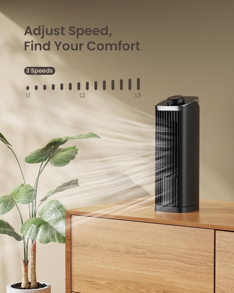 PNTCK Fan for Bedroom, 13" Tower Fan, 3 Speeds Max 23ft/s, 70Â° Oscillating Desk Fan, Bladeless Standing Fan, Portable Fans, 2025 New Cooling Fans for Office, Home - Image 2