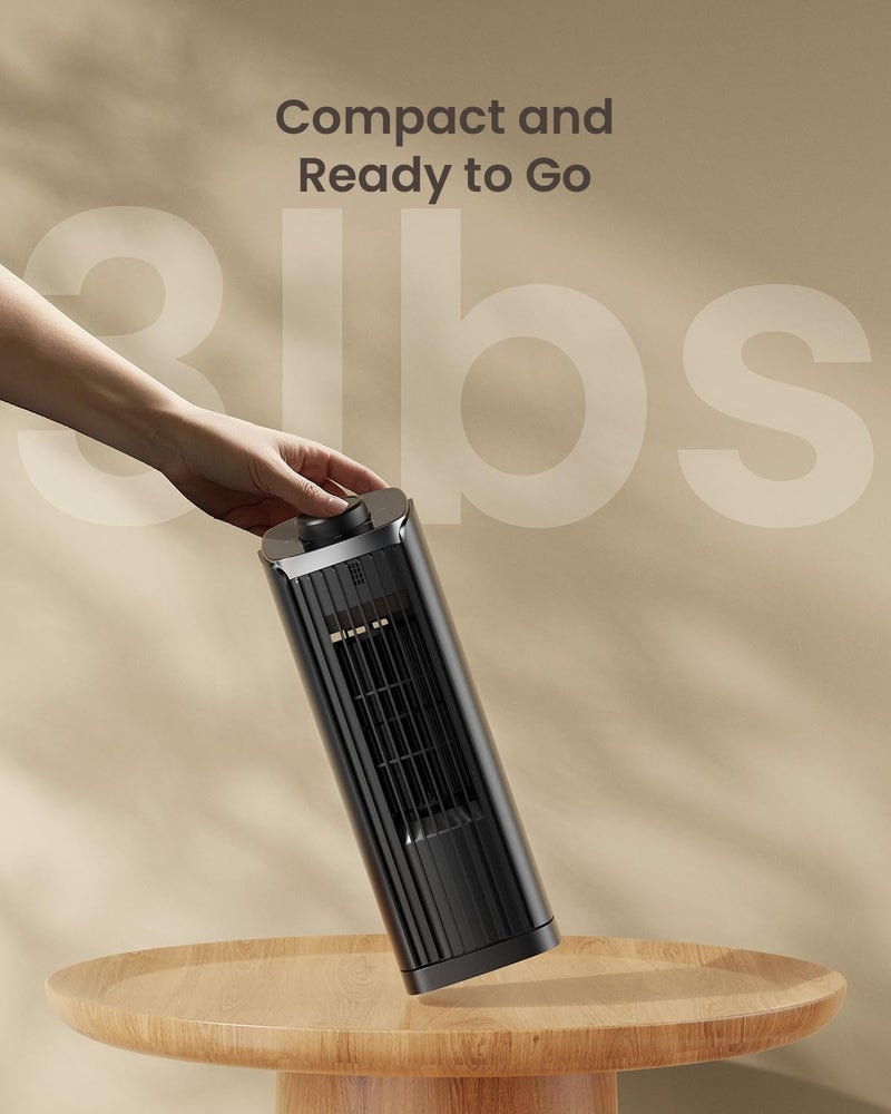 PNTCK Fan for Bedroom, 13" Tower Fan, 3 Speeds Max 23ft/s, 70Â° Oscillating Desk Fan, Bladeless Standing Fan, Portable Fans, 2025 New Cooling Fans for Office, Home - Image 4