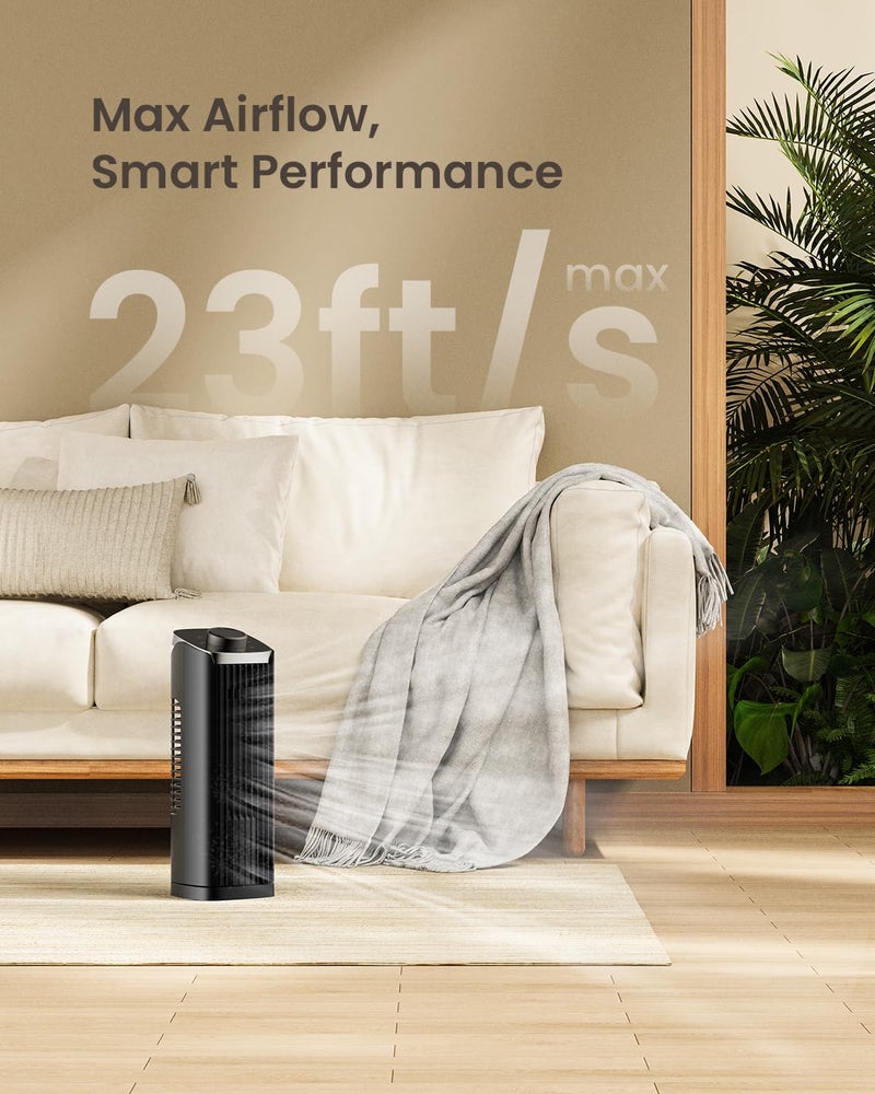 PNTCK Fan for Bedroom, 13" Tower Fan, 3 Speeds Max 23ft/s, 70Â° Oscillating Desk Fan, Bladeless Standing Fan, Portable Fans, 2025 New Cooling Fans for Office, Home - Image 3