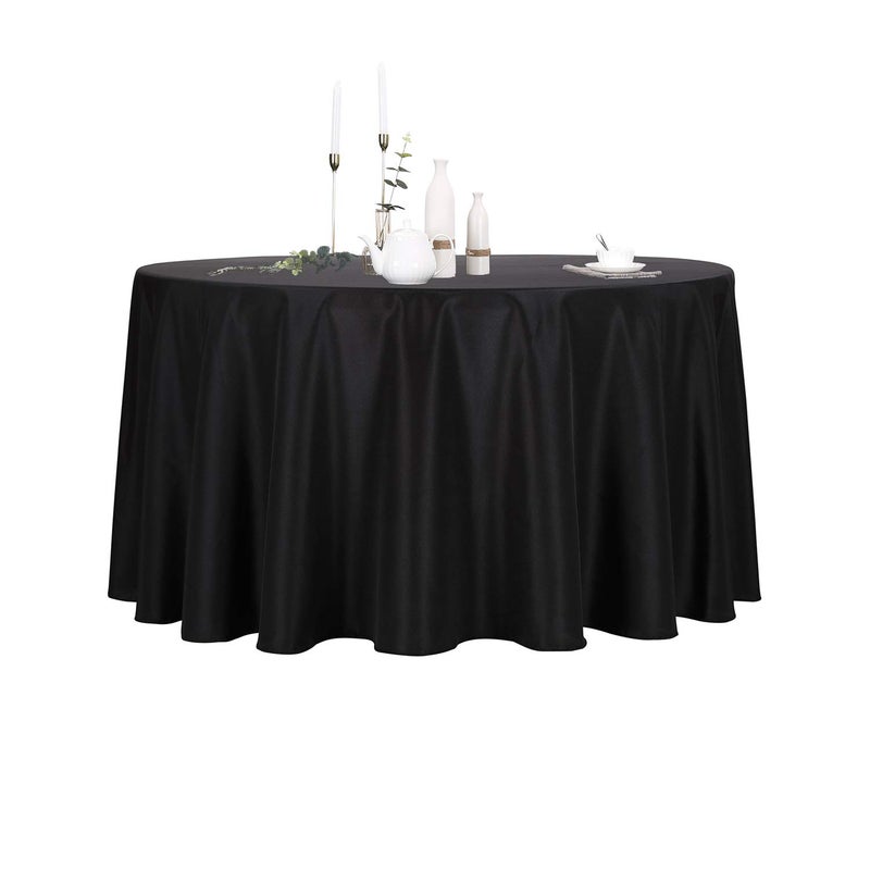 Ascoza 2pack 108 Inch Black Round Tablecloth in Polyester Fabric for WeddingBanquetRestaurantParties