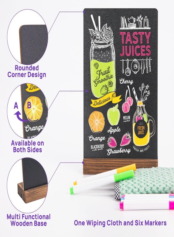 JEFURE 6Pcs Tabletop Chalkboard Sign, 7.8x5 Inch Double-Sided Message Boards, Blackboard with Base Stands for Coffee Shop, Restaurant, Home, Bar - Image 4
