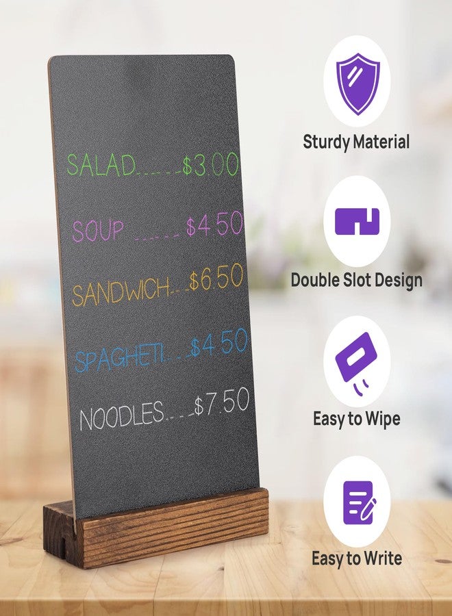 JEFURE 6Pcs Tabletop Chalkboard Sign, 7.8x5 Inch Double-Sided Message Boards, Blackboard with Base Stands for Coffee Shop, Restaurant, Home, Bar - Image 3