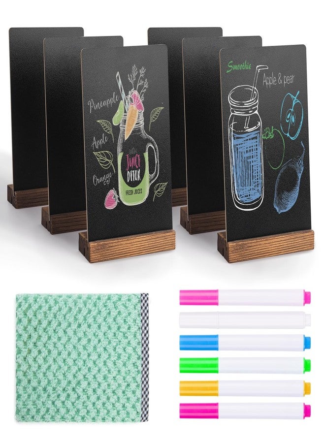 JEFURE 6Pcs Tabletop Chalkboard Sign, 7.8x5 Inch Double-Sided Message Boards, Blackboard with Base Stands for Coffee Shop, Restaurant, Home, Bar - Image 1