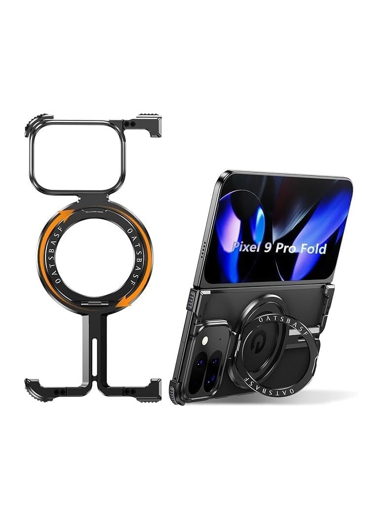 Metal Frameless Case Compatible with Google Pixel 9 Pro Fold with 360° Rotatable Stand Magnetic Stand - Image 2