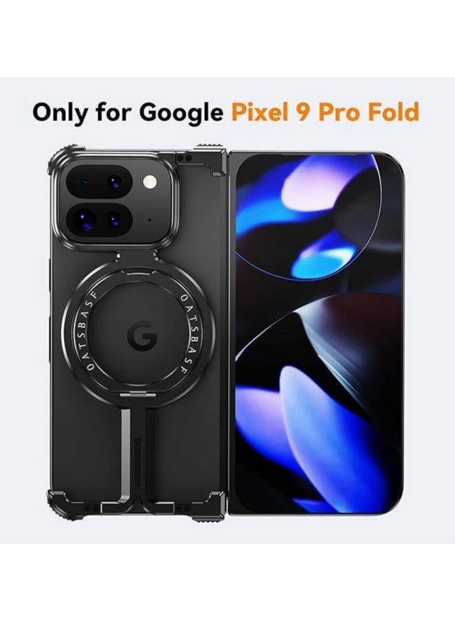 Metal Frameless Case Compatible with Google Pixel 9 Pro Fold with 360° Rotatable Stand Magnetic Stand - Image 3