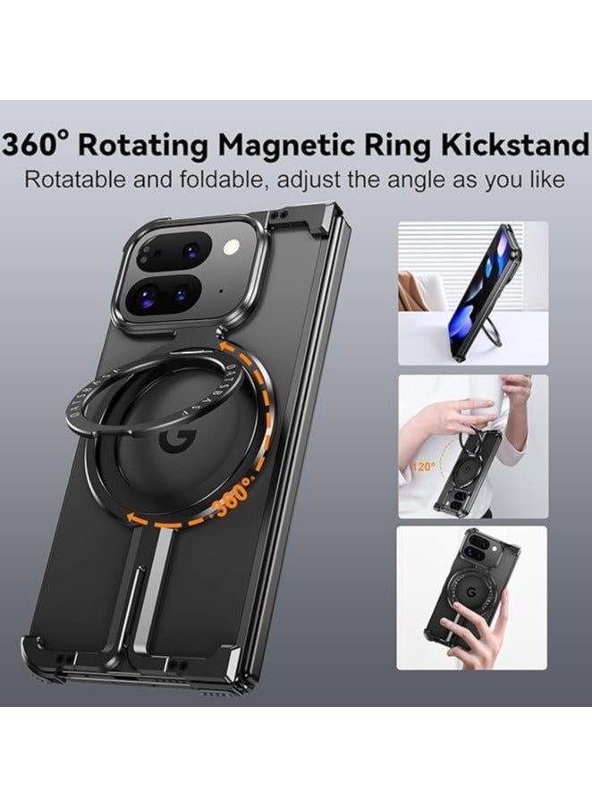 Metal Frameless Case Compatible with Google Pixel 9 Pro Fold with 360° Rotatable Stand Magnetic Stand - Image 4