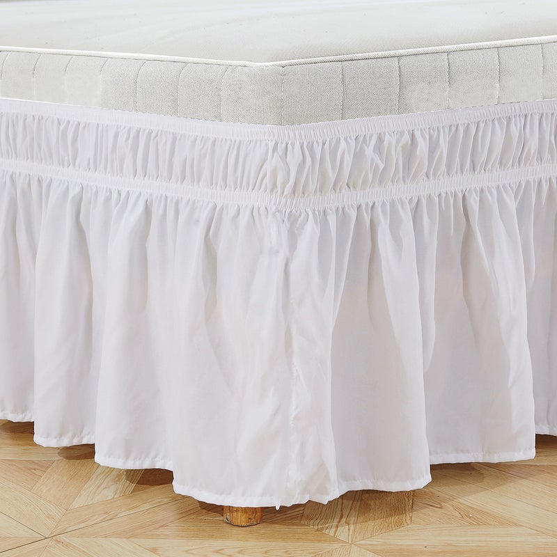 Elastic Polyester Bed Skirt Ruffle Easy Fit Spread Cover Valance (Queen) - Image 3