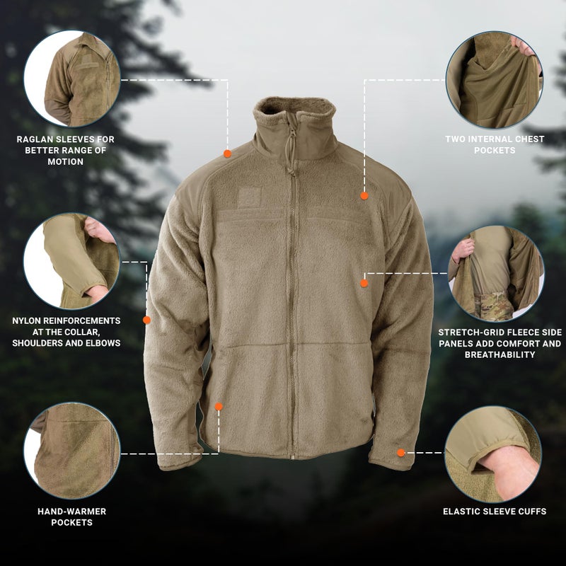 Propper Men's Gen III Fleece Jacket, Tan, Size Large/Regular - Image 5