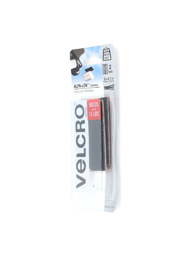 Velcro 2-Piece Alfa-Lok Fastener Strips with Snap-Lock Technology Black 3 x 1 Inch VEL-30642-USA - Image 2