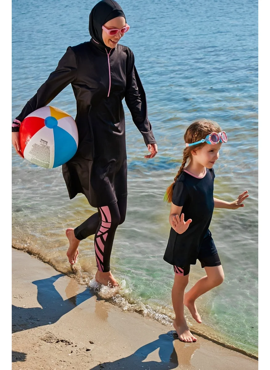 مارينا Black Children's Swimsuit with Tights K2336