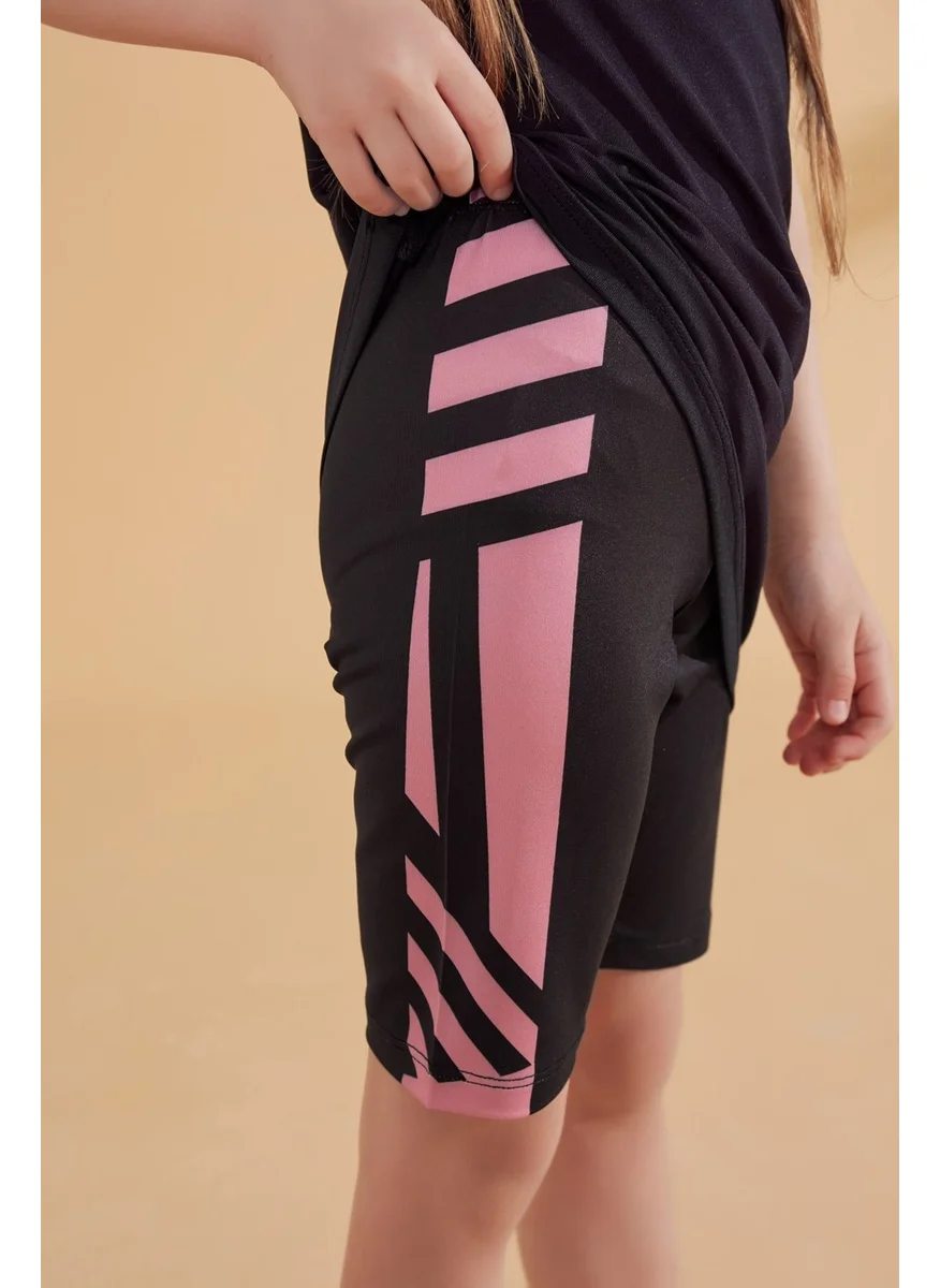 مارينا Black Children's Swimsuit with Tights K2336