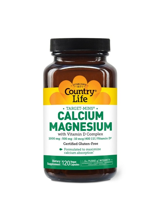 Country Life Targetmins Calcium Magnesium With Vitamin Dcomplex 1000Mg/500Mg/10Mcg 120 Vegan Capsules Certified Gluten Free Certified Vegan Verified Nongmo Verified  - Image 2