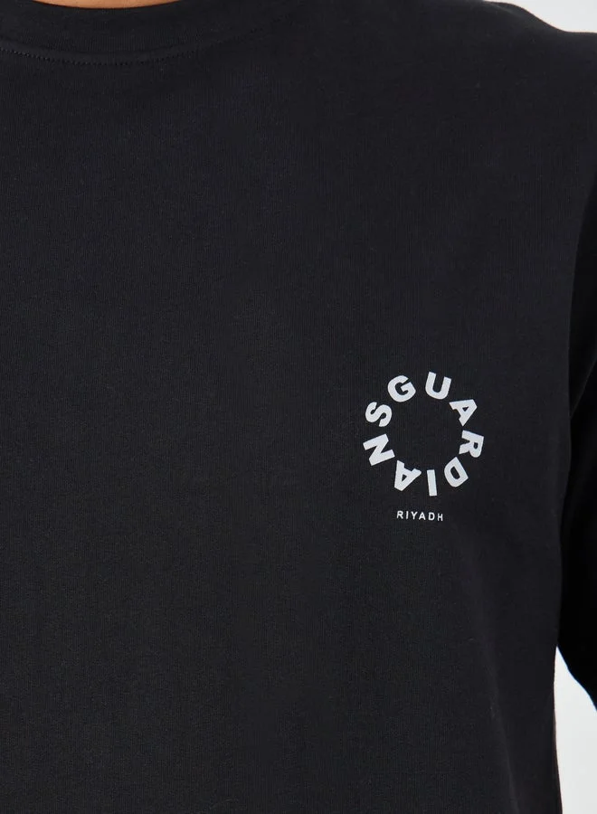 Styli Slogan Print Crew Neck Oversized T-Shirt