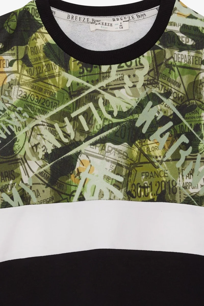 بريز Boys Sweatshirt Patterned Black (6-12 Years)