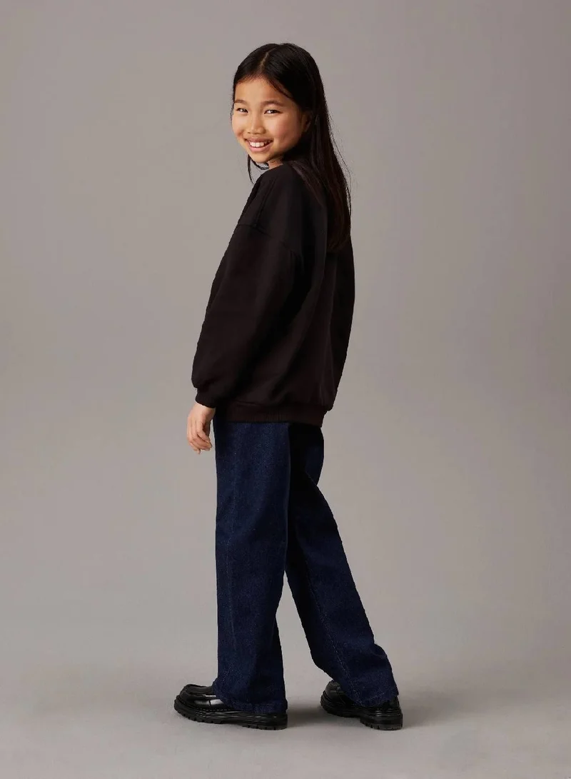 كالفن كلاين جينز بنطال جينز بخصر مرتفع وقصة ساق واسعة