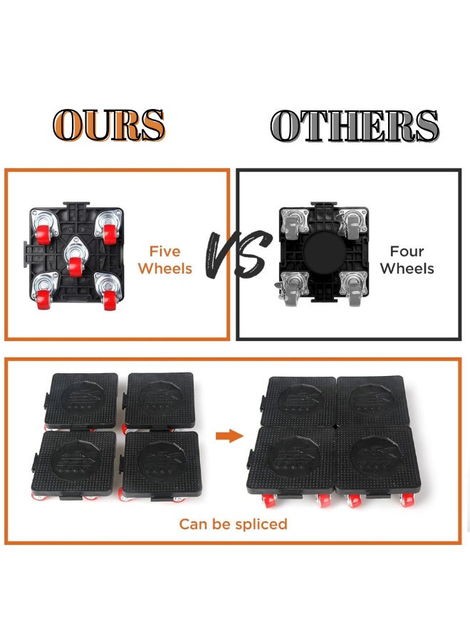 McDou 4 Furniture Carriers with 5 360° Swivel Wheels and Lifter Kit, 1000LB Load Capacity, Heavy Duty Carrier Set for Easy Moving of Sofas, Cabinets and Refrigerators - Image 5