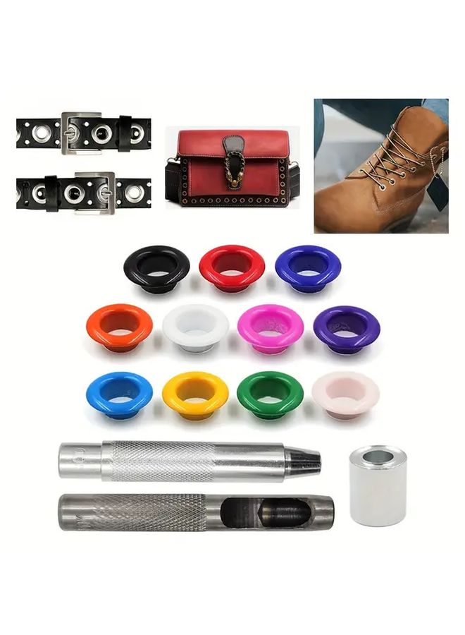Fuchsia Metal Grommets Set 10mm with Punch Kit for Leather Clothing Shoes Bag DIY - Image 1