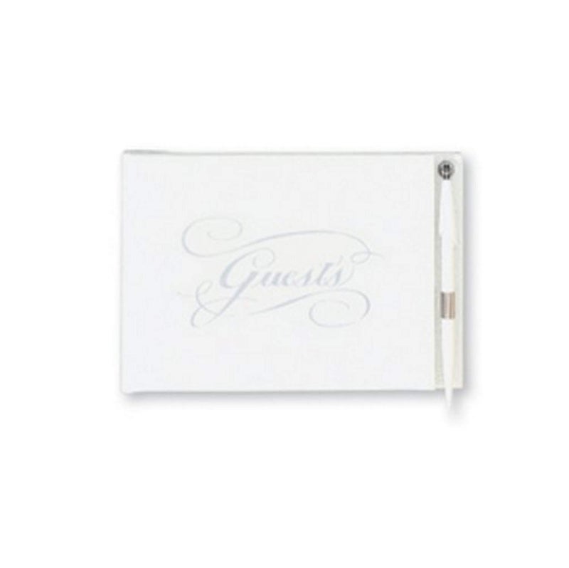 C.R. Gibson CR Gibson White and Silver Wedding Guest Book for 500 Guests Pen Included 975 W x 7 H
