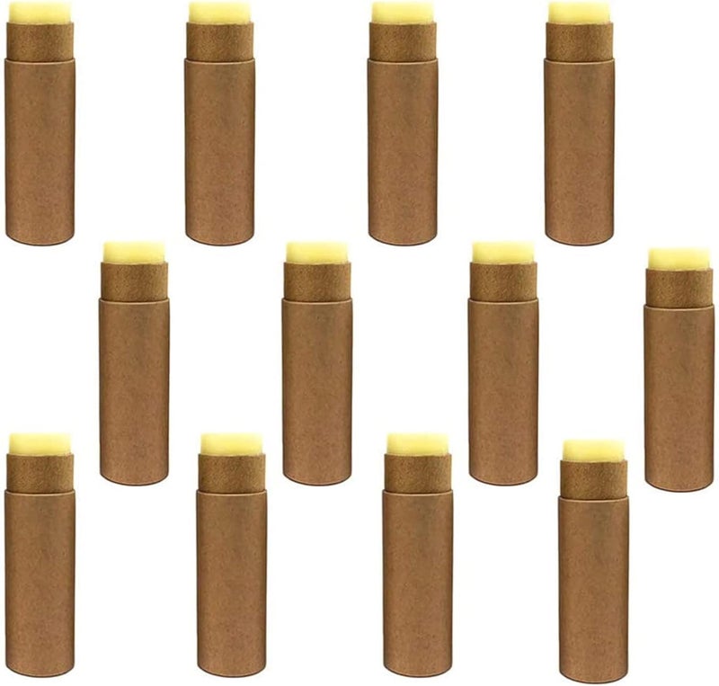 12 Pcs 03 Oz Paperboard Lip Balm Tubes 10ml Empty Cardboard Krafts Tubes Lipstick Tube Refillable Lip Gloss Container Solid Perfume Tubes Chapstick Container for DIY Cosmetic Samples DeodorantBrown