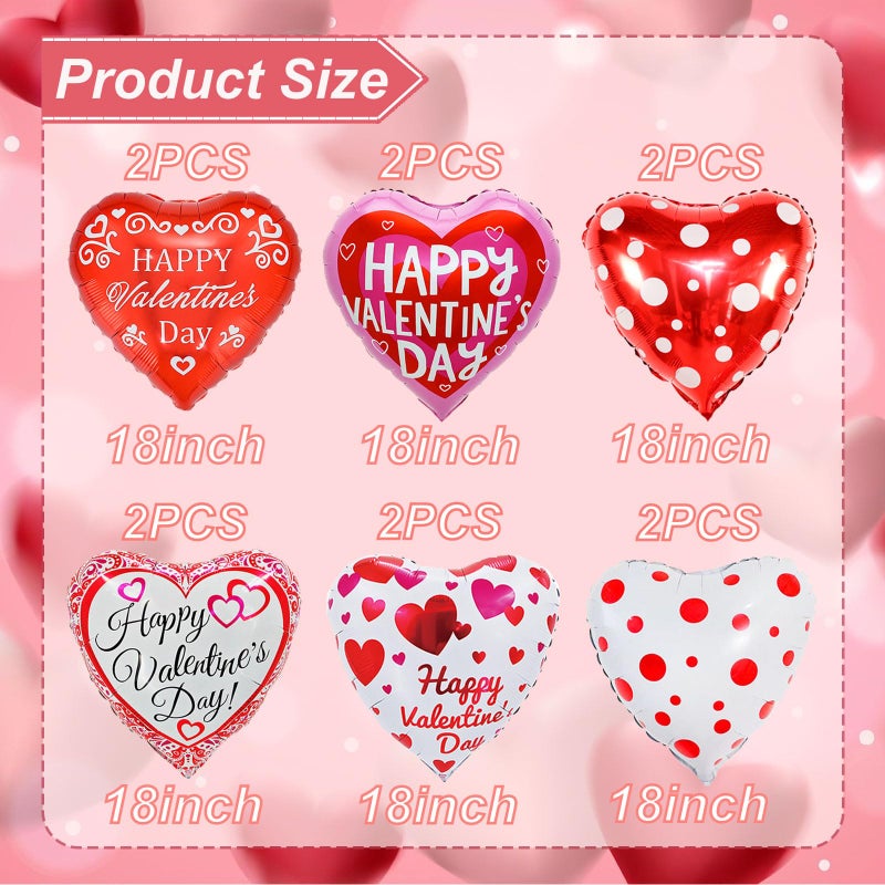 YOUDICT Happy Valentines Day Balloons  18 Inch Red Pink White Heart Balloons  Valentines Heart Balloon For Valentine Day Romantic Decorations Special Night Party Supplies - Image 2