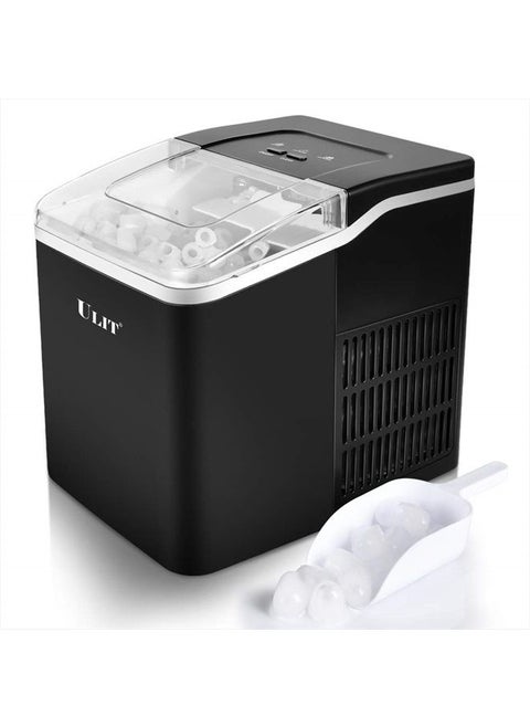 Portable Ice Maker,Ice Maker Machine for Countertop, Self-Cleaning Function Ice Cube Maker,Make 26 lbs Ice in 24 hrs, 9 Ice Cubes Ready in 8 Minutes,with Ice Scoop and Basket(Black)