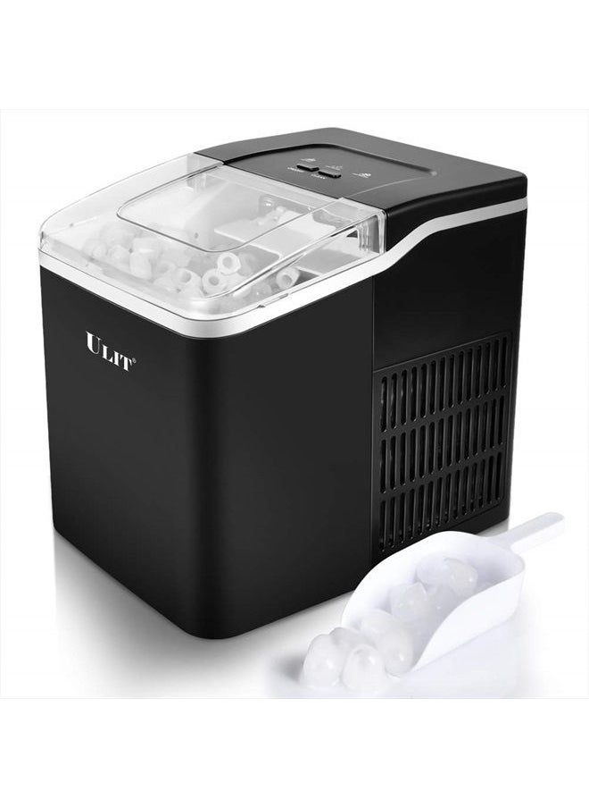ULIT Portable Ice Maker,Ice Maker Machine for Countertop, Self-Cleaning Function Ice Cube Maker,Make 26 lbs Ice in 24 hrs, 9 Ice Cubes Ready in 8 Minutes,with Ice Scoop and Basket(Black)  - Image 1