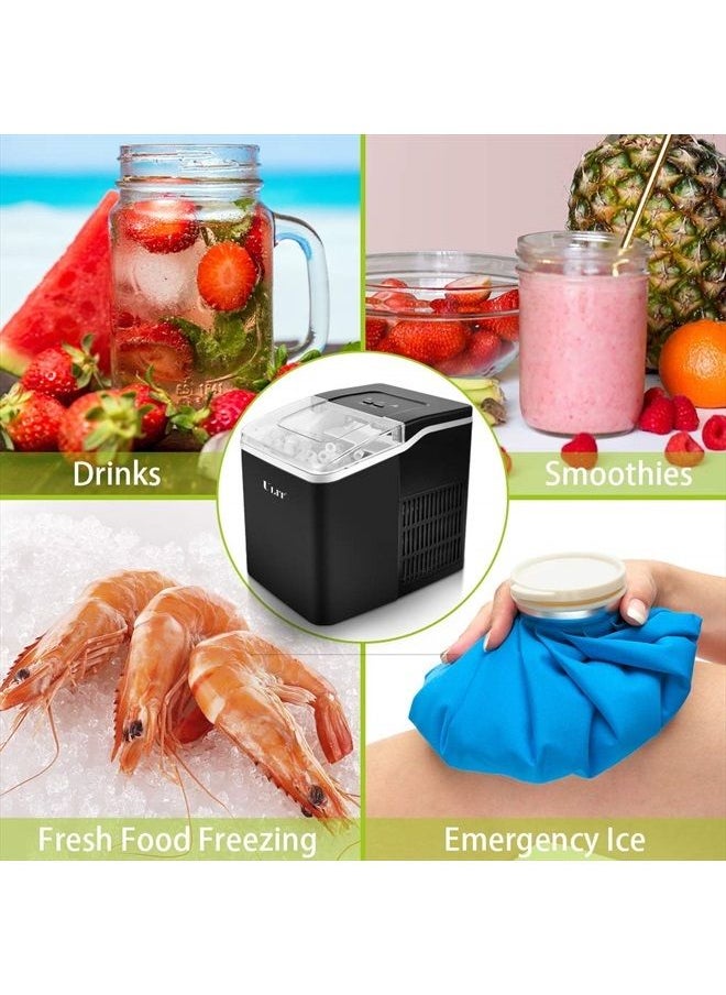 ULIT Portable Ice Maker,Ice Maker Machine for Countertop, Self-Cleaning Function Ice Cube Maker,Make 26 lbs Ice in 24 hrs, 9 Ice Cubes Ready in 8 Minutes,with Ice Scoop and Basket(Black)  - Image 5