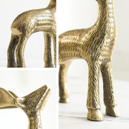 BEHOMA Antique Golden Aluminium Christmas Reindeer Figurine Statue 1 Pcs | Reindeer Showpiece for Tabletop, Bookshelf, Desktop, Cabinets, Valentine's Day (Jewellery not Included) - Image 4