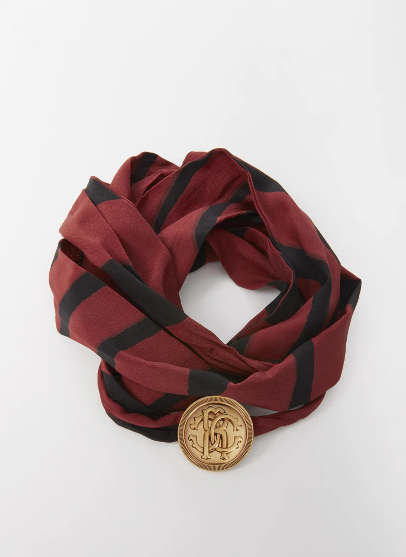 roberto cavalli Roberto Cavalli Red and Black Logo Scarf