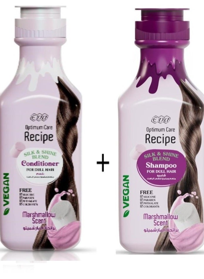 Eva optimum care Recipe shampoo + conditioner for dull hair marshmallow scent 350 + 350 ml
