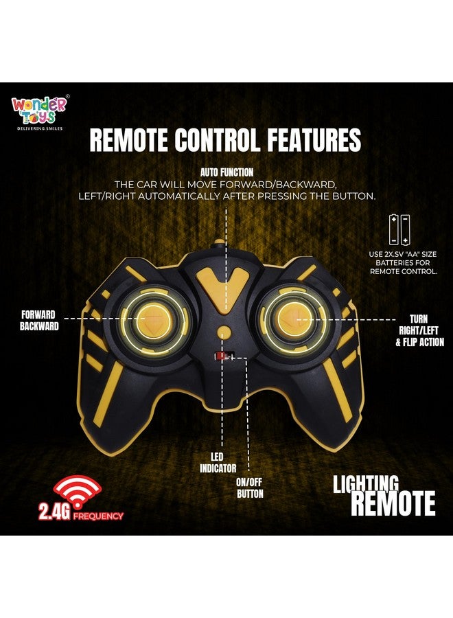 Wonder Double Flip Remote Control Stunt Car for Kids, 4 Wheel Drive Drift High Speed Off Road Double Sided Rotating Vehicles 360°Flips Hobby Car Best Gifts (Yellow) - Image 4