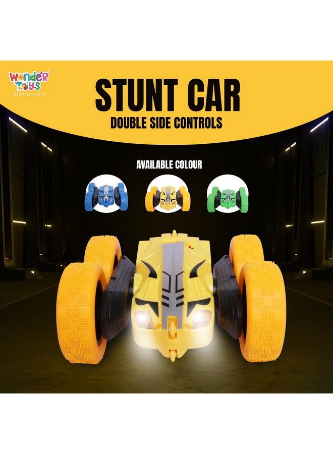 Wonder Double Flip Remote Control Stunt Car for Kids, 4 Wheel Drive Drift High Speed Off Road Double Sided Rotating Vehicles 360°Flips Hobby Car Best Gifts (Yellow) - Image 3