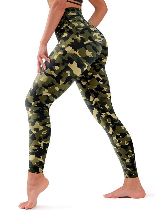 Bluemaple High Waisted Leggings for Women - Tummy Control Pants Non See Through Workout Soft Yoga Pants for Running Plus Size, Camo, S-M - Image 1