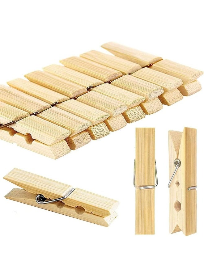 MOMENT Bamboo Clothespins, [20 Pieces 6Cm X 1.2Cm] Bamboo Pegs Clothes Pegs Wood Durable Hanging Clips For Home Clothes Windproof Supplies - Image 2