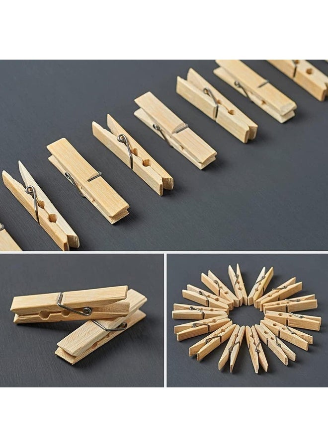 MOMENT Bamboo Clothespins, [20 Pieces 6Cm X 1.2Cm] Bamboo Pegs Clothes Pegs Wood Durable Hanging Clips For Home Clothes Windproof Supplies - Image 5