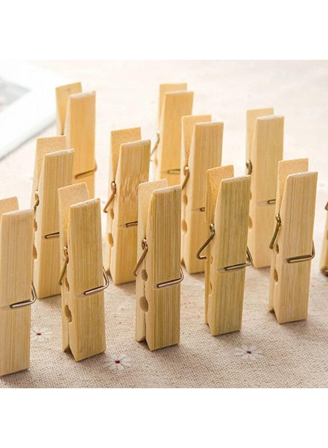 MOMENT Bamboo Clothespins, [20 Pieces 6Cm X 1.2Cm] Bamboo Pegs Clothes Pegs Wood Durable Hanging Clips For Home Clothes Windproof Supplies - Image 4