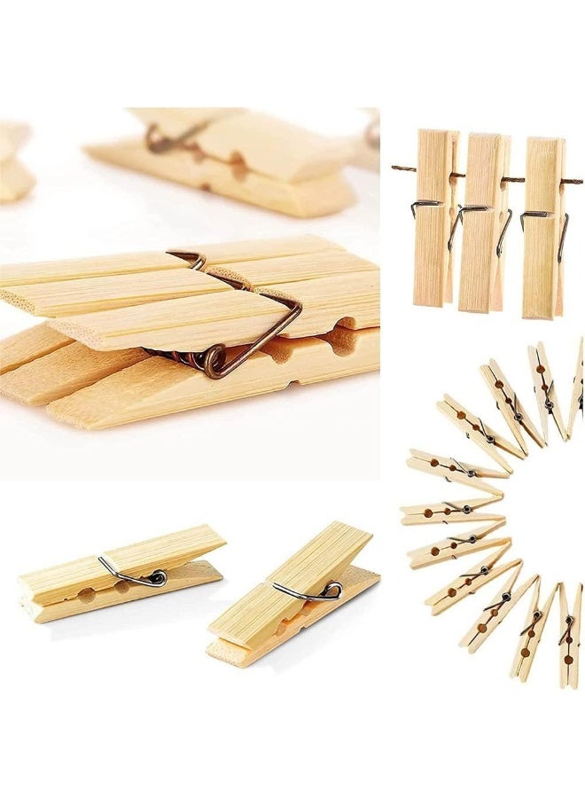 MOMENT Bamboo Clothespins, [20 Pieces 6Cm X 1.2Cm] Bamboo Pegs Clothes Pegs Wood Durable Hanging Clips For Home Clothes Windproof Supplies - Image 3