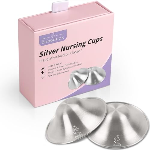 Boboduck Nipple Shields for Nursing Newborn - 925 Silver Nursing Cups Protect Your Nursing Nipple, Newborn Must Haves Nipple Pads, Nipple Covers Protector for Breastfeeding (Large Size) - Image 1