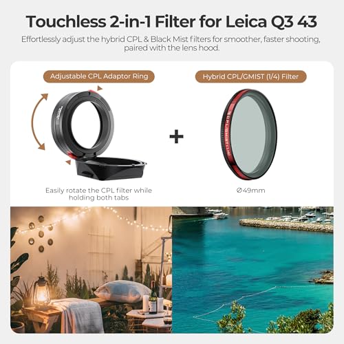 Freewell The Real Lens Hood for Leica Q3 43 CPLMist Filter Touchless Filter Operation Flipable Design - Image 3