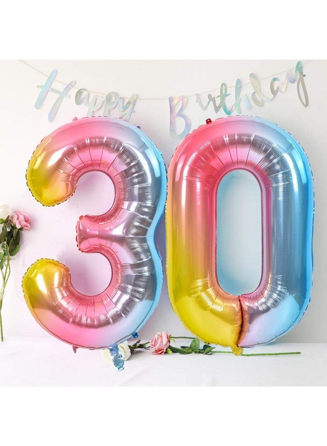 TONIFUL بالونات أرقام كبيرة قوس قزح 40 بوصة رقم 7 بالونات هيليوم فويل مايلار بالونات رقمية كبيرة لحفلة عيد الميلاد وحفلة يونيكورن ولوازم الذكرى السنوية والزينة - Image 4